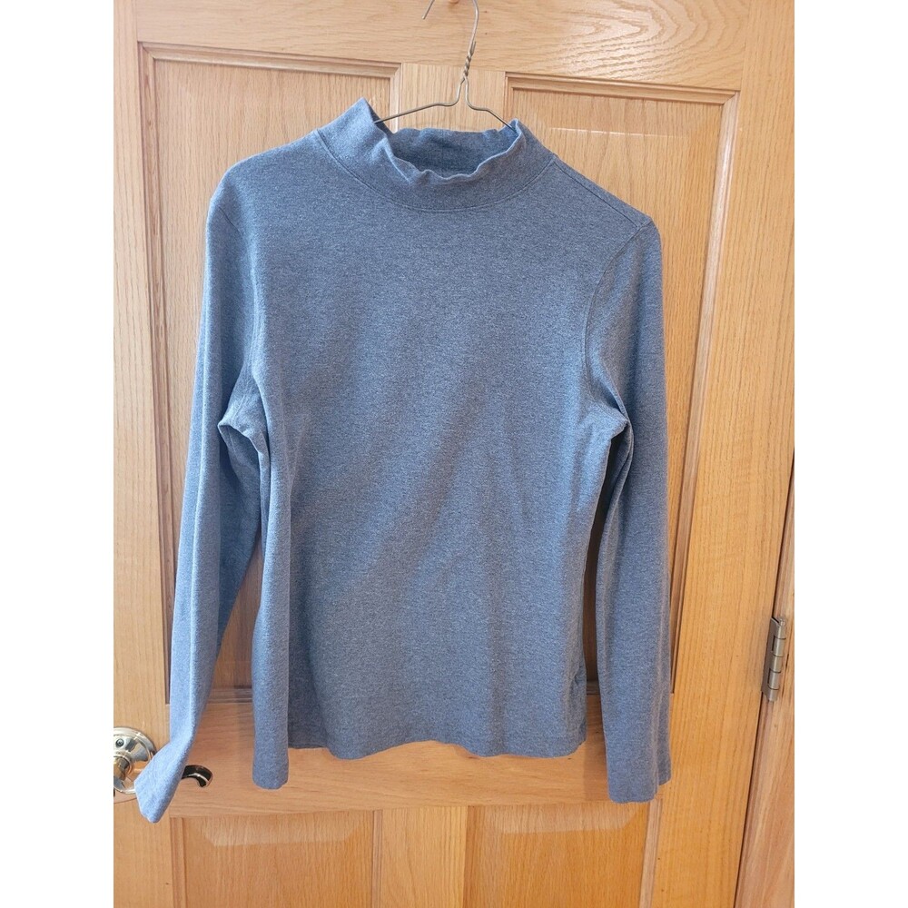 Croft & Barrow Wmns Sz M Gray Mockneck Long Slv Pullover